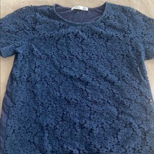 Dex  Navy Lace Top